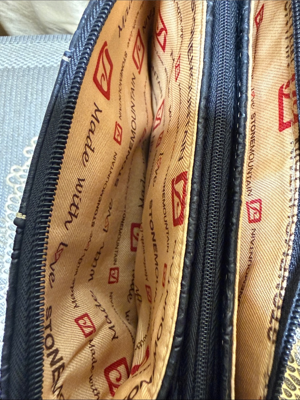 Stone Mountain Black Embossed Leather Wristlet Crossbody Bag - Picture 7 of 13